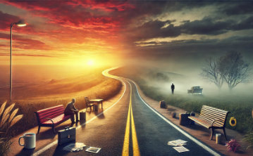 A conceptual, cinematic image reflecting the emotional journey of client relationships between an accountant and their potential client.